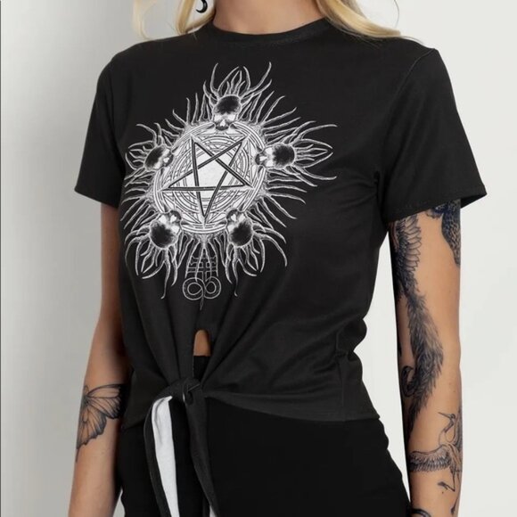 Blackmilk Tops - Blackmilk Fire And Brimstone Tie-Front Tee